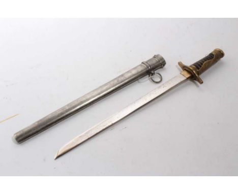 Second World War period Japanese Police officers dirk with brass cross guard and hilt, wire bound leather grip, with polished