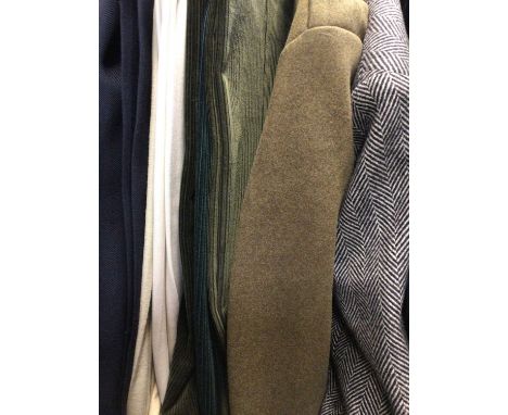Gentlemen's wool and cashmere herringbone coat with velvet collar by Berwin, a small selection of trousers and an army Great 