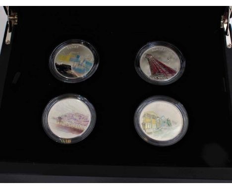 G.B. - The Royal Mint Silver Proof four coin set with colour 'A Portrait of Britain - Celebrating British Landmarks IV' 2018 