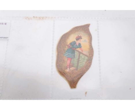 Cigatette card - William Clark &amp; Son 1898. "Tobacco Leaf Girls". Single card - Girl smoking a cigarette, standing on a st