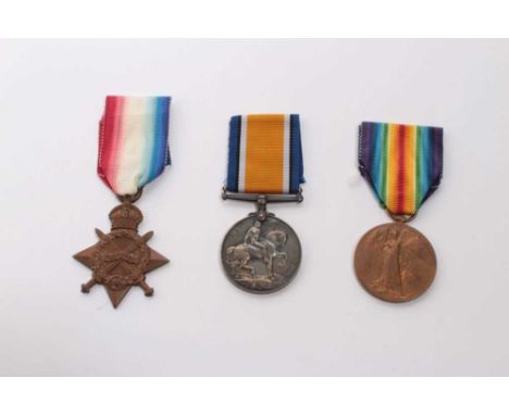 First World War 1914 - 15 Star Trio comprising 1914 -15 Star, War and Victory medals named to 10594 PTE. J. Brereton. Bord. R