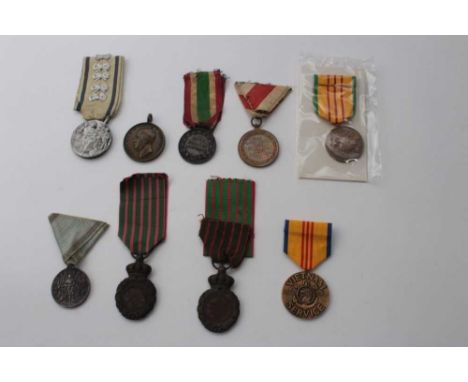 Collection of foreign military awards to include two French St Helena Medals, First World War Austrian medal, Bulgarian, Ital