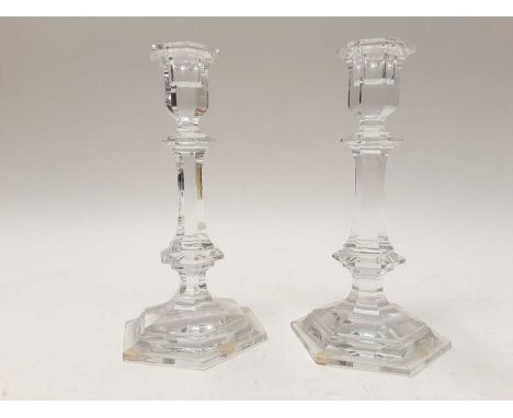 Pair of French Baccarat glass candlesticks, 22cm highCondition report: Both in very good condition. Both with Baccarat stamp 