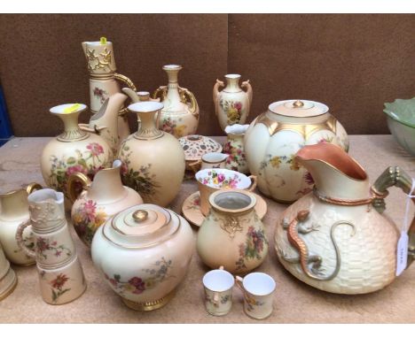 Fine collection of Royal Worcester blush ivory wares, including vases lidded vessels, miniatures etc, approximately 23 pieces