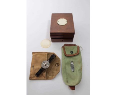 Second World War period British Military Stopwatch with broad arrow mark, in later mahogany case, together with a webbing pou