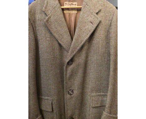 Gentlemen's long length Harris Tweed coat, sleeves with turn back cuffs.