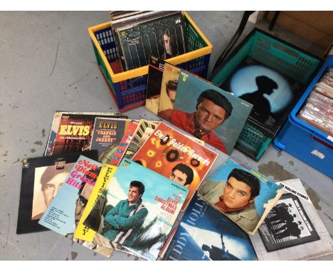 Two boxes of LP records to include approximately 14 Elvis, others to include Rolling Stones etc