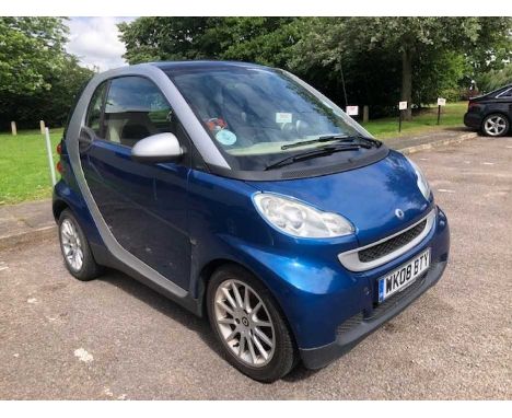 Smart Fortwo Passion 71 Auto Coupe Petrol first registered 27/03/08, Reg. No.WK08 BTY Silver &amp; Blue Mileage 62,490 MOT un