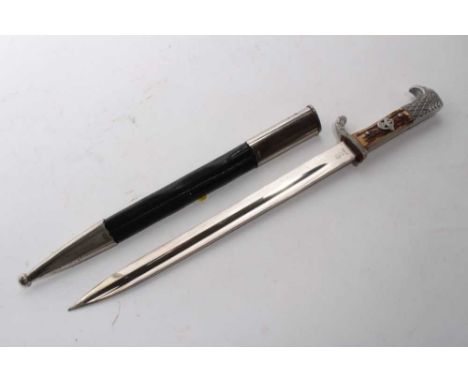 Nazi Police Bayonet, with polished steel blade by Weyersberg, Kirschbaum &amp; Co, Solingen, two piece horn grip and eagles h