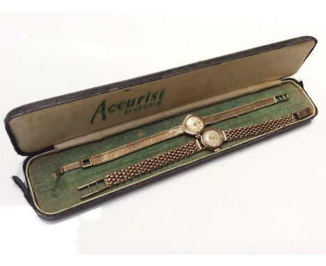 Two ladies' 9ct gold vintage wristwatches - Accurist and Centaur, both on 9ct gold braceletsCondition report: Total gross wei