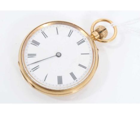 18ct gold cased fob watch with white enamel dial, Roman numeral makers and movement signed Dobson Gradon, Blackhill, numbered