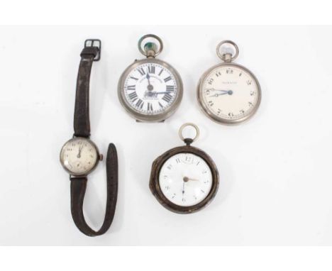 Georgian pair cased pocket watch with movement signed Williams, London 1507, within brass and tortoiseshell case, Railway Reg