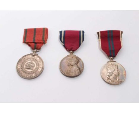 George V Metropolitan Police Coronation medal named to P.C. J. Charles, together with George V 1935 Silver Jubilee Medal and 