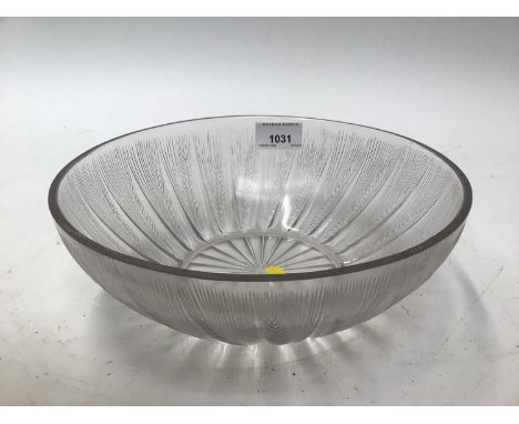 Good quality Lalique glass bowl, signed R. Lalique, France, 23.5cm diameter and one other green glass bowl decorated with fis