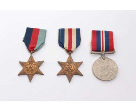 Second World War medal group comprising 1939 - 1945 Star, France and Germany Star and War medals, together with medal slip an