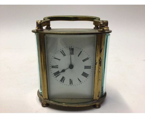 Three French brass carriage clocks with enamel dials, together with a carriage clock case and a small quantity of Masonic jew