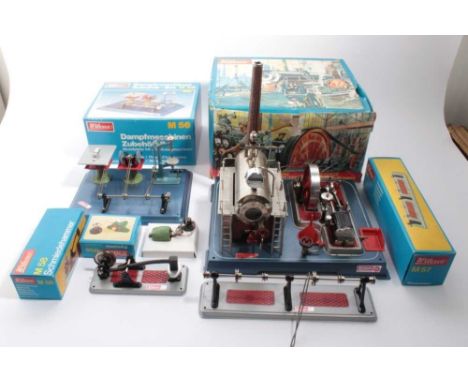 Wilesco D20 Steam Engine M57 Countershaft, M58 Blacksmith, M56 Modal Plate with accesssories M56 Dynamo, all boxed.