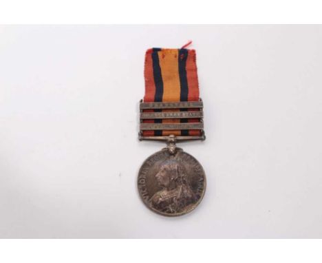 Queen's South Africa medal with three clasps- Cape Colony, Orange Free State and Transvaal, named to 6217 Pte. W. McDonald. D