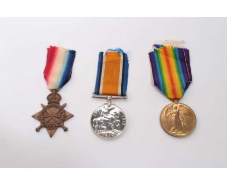First World War 1914 - 15 Star Trio comprising 1914 -15 Star named to 1375 GNR. A. Harrington. R.G.A. together with War and V