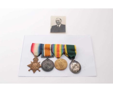 First World War and later medal group comprising 1914 - 15 Star, War and Victory medals named to 1475 PTE. G.R.A. Webster R.A