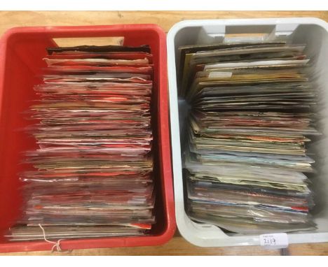 Two boxes of single records and EP's (approx 180 plus) including Man on the Moon (Apollo 11 Soundtrack), Bigsounds Up, the Dr