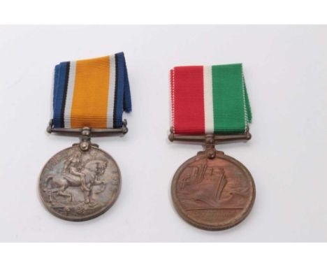 First World War medal pair comprising Mercantile Marine and War medals named to Frederick W. Dann