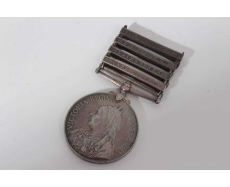 Queen's South Africa medal with four clasps- Cape Colony, Laing's Nek, Belfast and South Africa 1902 named to 3054 Pte. A. Fa