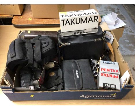 Voigtlander camera, Pentax camera and sundry cameras, lenses, binoculars and accessories