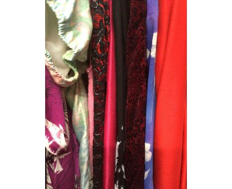 Selection of Women's clothing including Selection de Givenchy red dress and jacket, Windsmoor chiffon dress and jacket, pink 