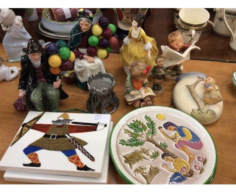 Royal Doulton figures of The Balloon Seller and Balloon Man, a further Doulton figure of Coralie, and other items to include 
