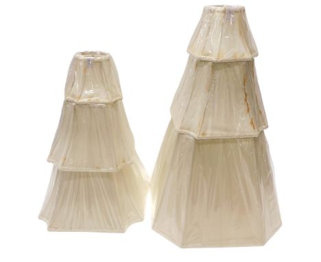 A large cream light shade, 45cm high, etc.
