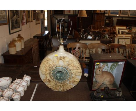 A large Bernard Rooke table lamp of circular form 