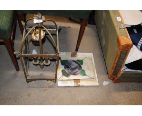 A brass hanging porch lantern AF