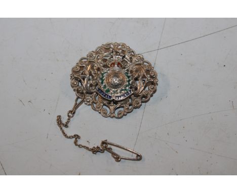 A vintage silver Royal Marines enamel Sweetheart brooch 