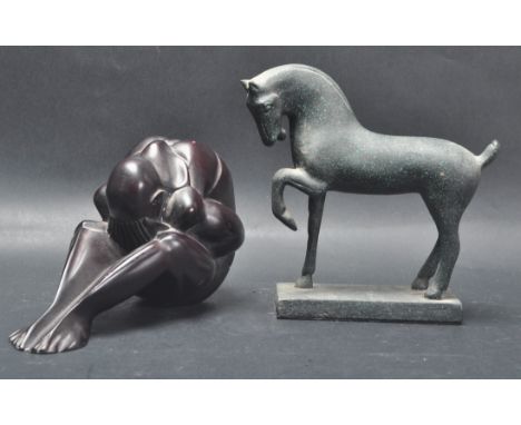 A 20th Century Franklin Mint 1985 bronze figure ‘’ The Imperial Horse of Catawiki ", &nbsp;finished in black with speckled gr