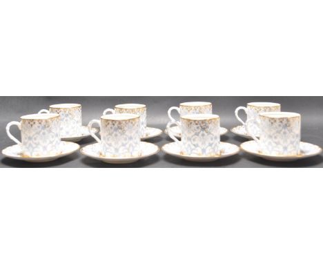 An early 20th century circa 1920’s Royal Worcester Aragon pattern tea service comprising of eight cups and eight saucers deco