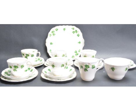 A vintage mid 20th Century five person ceramic porcelain tea service by Colclough in the Ivy Leaf pattern comprising of five 