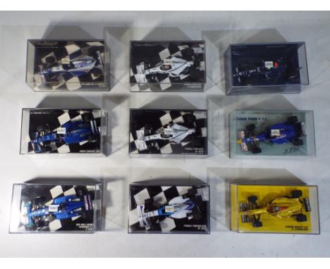 Minichamps - nine diecast Formula 1 Racing Cars 1:43 scale to include J Alesi Prost Peugeot, D Hill Williams FW17 Renault, R 