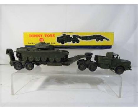 Dinky - A Dinky Supertoys # 660 Tank Transporter comprising transporter and Thornycroft Mighty Antar Tractor contained in ori