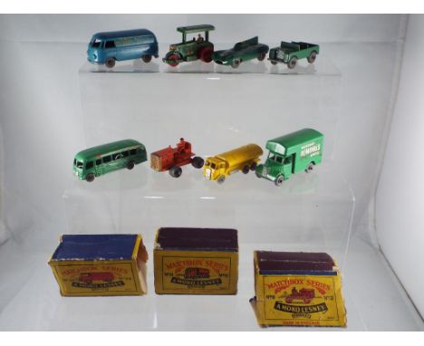 Matchbox - eight vintage diecast vehicles predominantly unboxed includes #34 Volkswagen Van, #41 D-Type Jaguar and similar, b