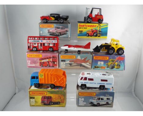 Matchbox - 7 diecast vehicles in original boxes, comprising #4 '57 Chevy. #15 Ford Lift Truck, #17 The Londoner Bus, #27 Swin