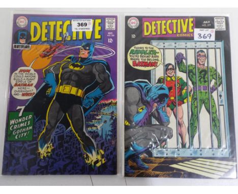 Comics - two Superman DC National Comics , entitled Detective Comics  including Oct No.368 and July No.377, both Approved by 