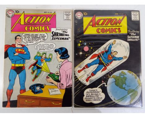 Comics - two Superman National Comics Action Comics, June No.229 and Action Comics Oct No.245, both Approved by the Comics Au