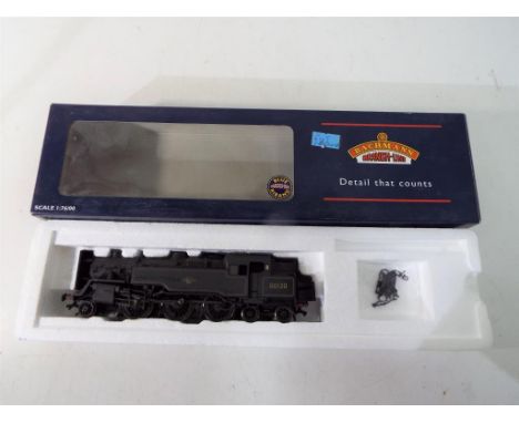 Bachmann - an OO gauge Standard Class 4MT tank locomotive op no 80120, black with lion crest, # 32-354A, mint in original win