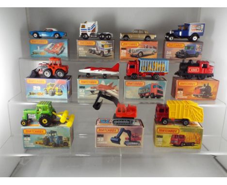 Matchbox Superfast - eleven diecast vehicles in original boxes, including #1 Dodge Changenger [blue], #35 Zoo Truck, #29 Trac