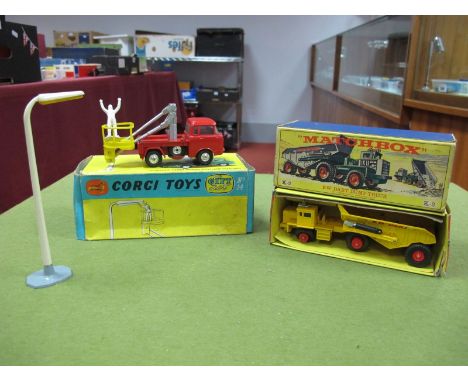 Corgi Toys Gift Set No. 14 - 'Hydraulic Tower Wagon with Lamp Standard', overall good, boxed, creasing to box, plus Matchbox 