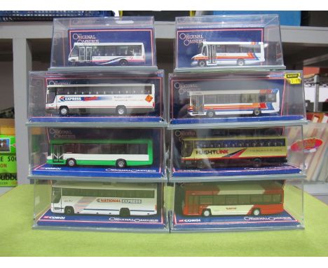 Eight Corgi 1:76th 'OO' Scale Diecast Original Omnibus 'Bus Operators of Britain', including #42906 Optare Delta Crosville Cy