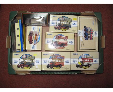 Eight Diecast Corgi Buses and One Diecast EFE Bus, all boxed includes Corgi #96991 Sheffield Thornycroft.