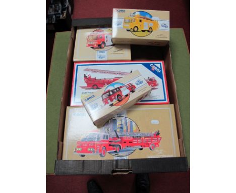 Five Boxed Corgi Outline American and English Diecast Fire Service Vehicles, including #97321 American La France Aerial Ladde