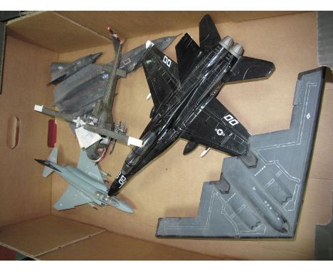 Five Diecast Military Model Aircraft, by Franklin Mint, Corgi and other including S"R-71 Blackbird, Huey HH-18 U.S. Army Heli